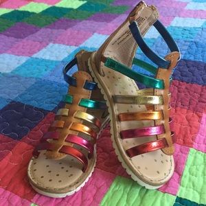 Girls size 7 gladiator rainbow sandals